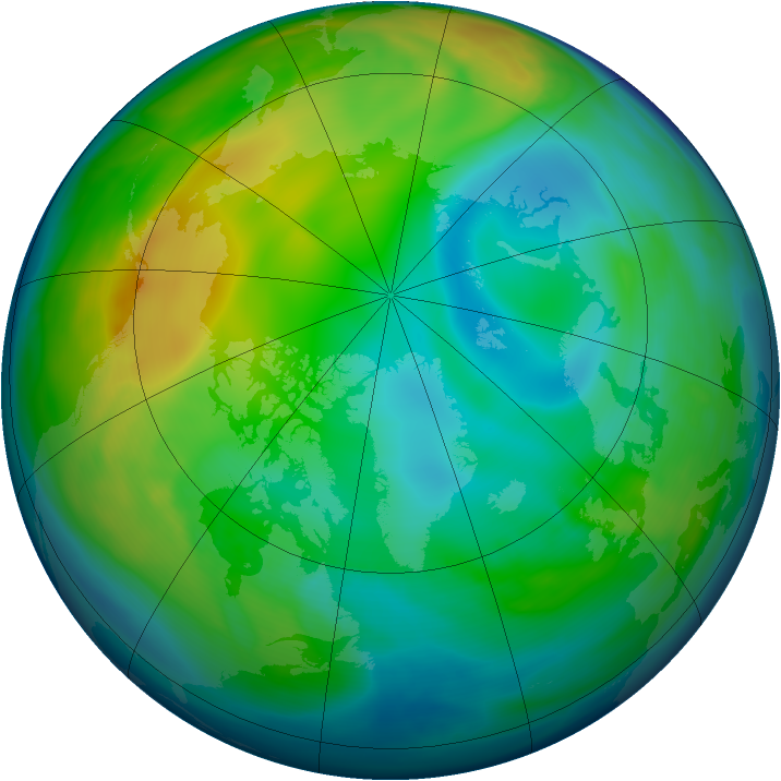 Arctic ozone map for 03 December 2005